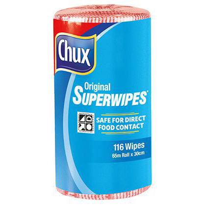 Chux® Superwipes® Red Perforated Roll 65m