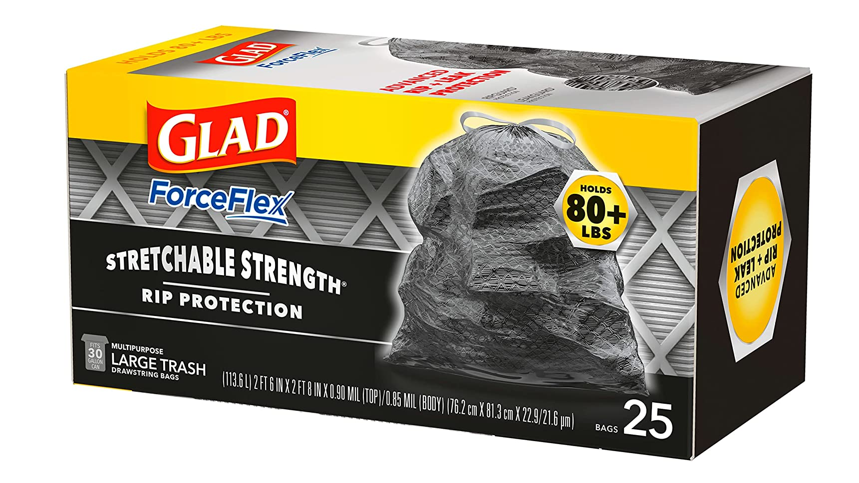 Glad® ForceFlex™ Drawstring Bag 75L Pk25